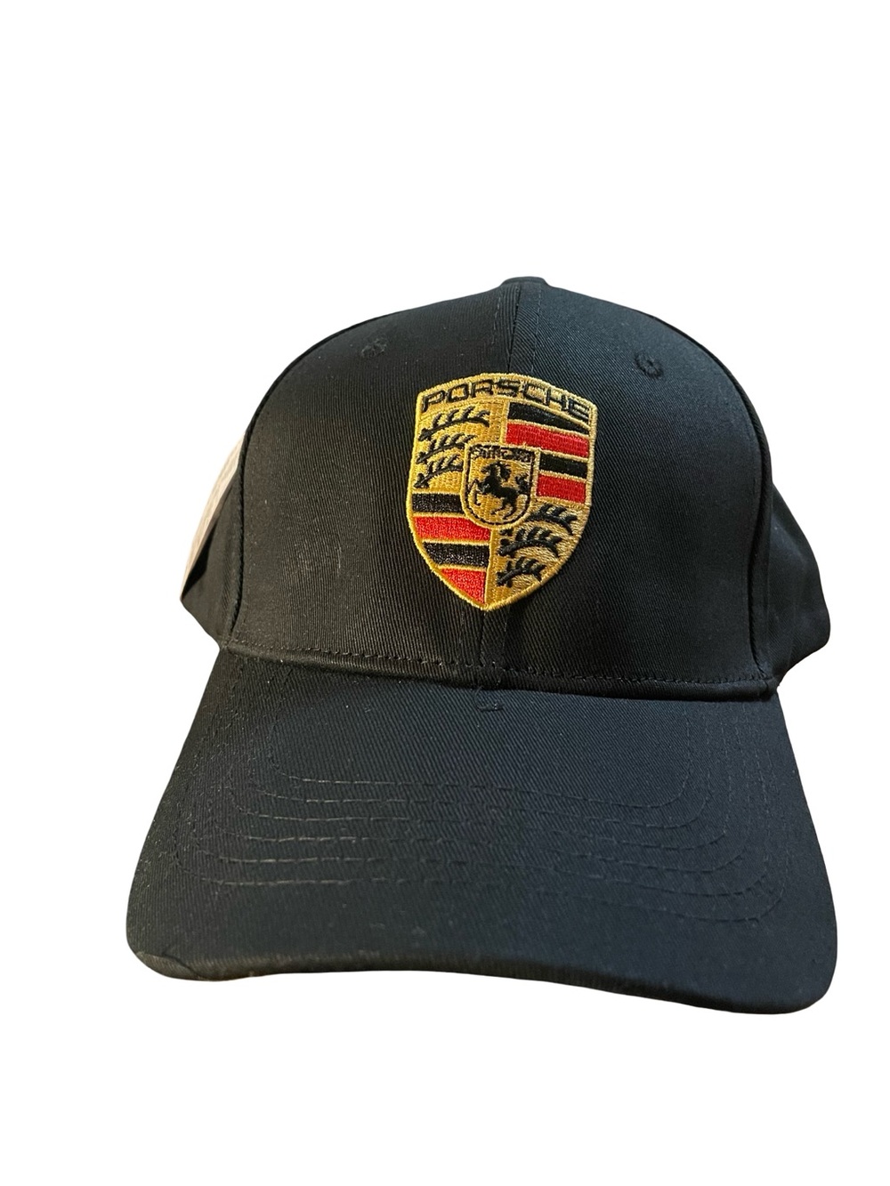 Porsche Design Black Baseball Cap with Gold/Red Embroidered Crest